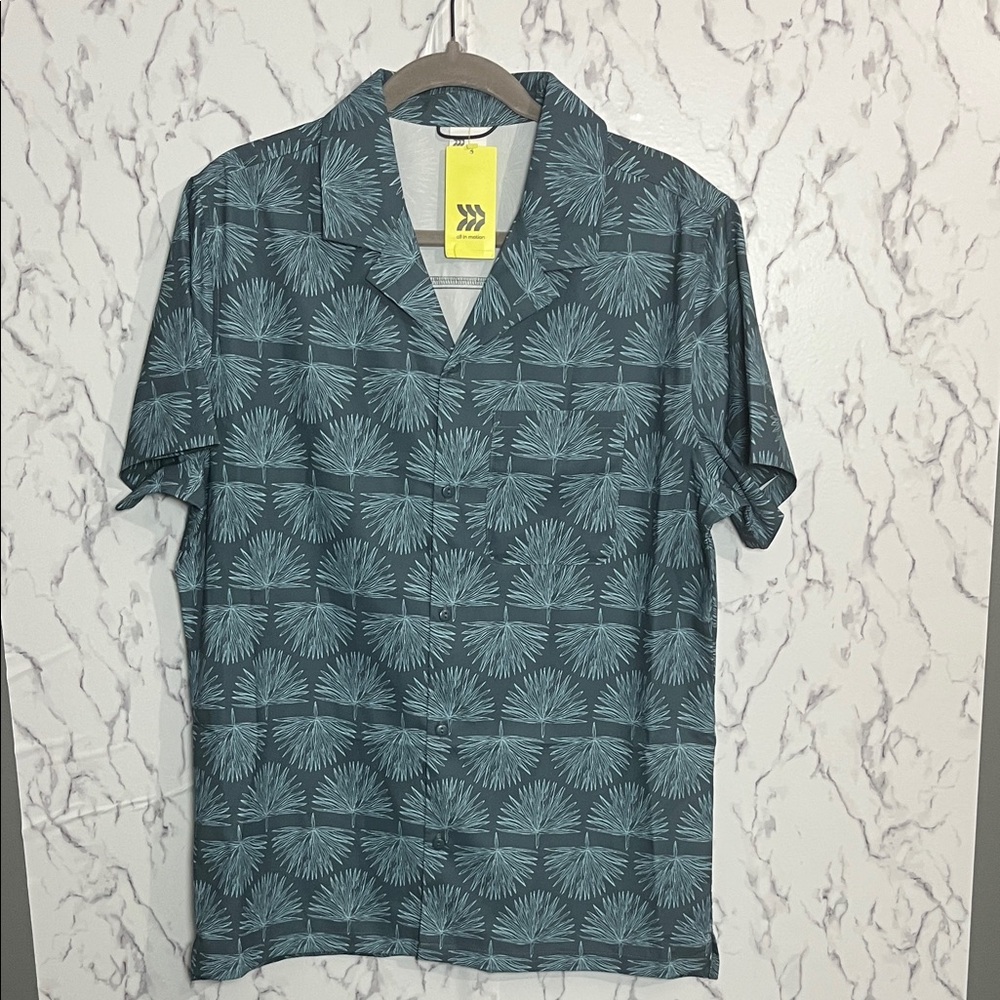 all in motion Teal and Light Teal Short-Sleeve Button-Down Shirt